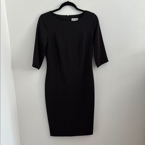Calvin Klein Black Sheath Dress with Bateau Neckline